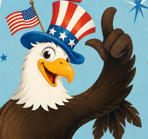 Custom Eagle 4th of July Cards – Mid Century Patriotic Independence Day Greeting