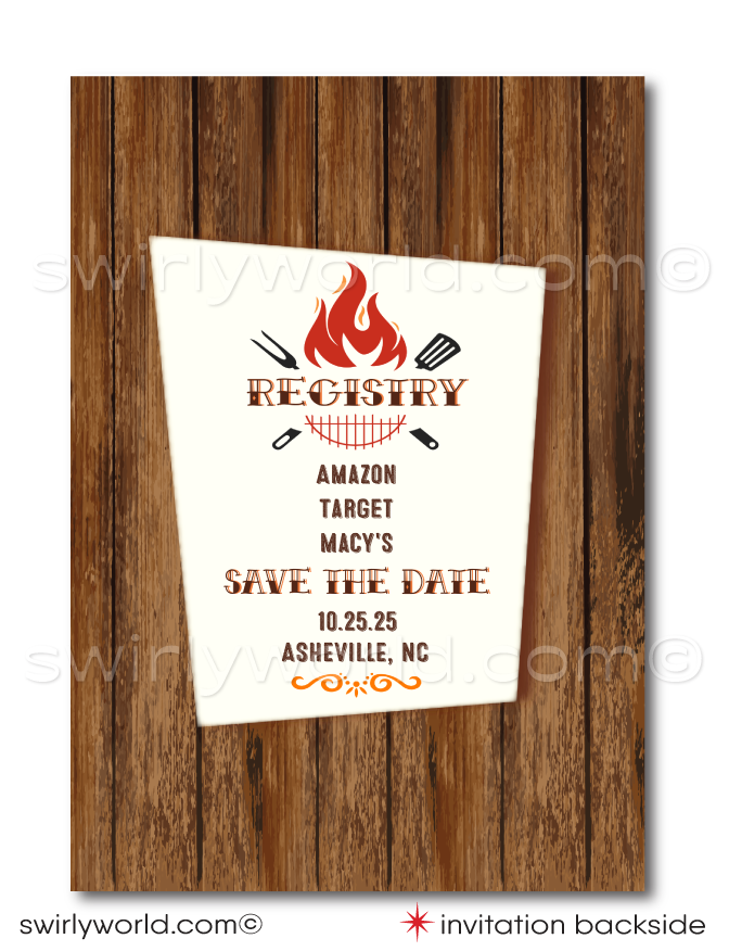 Rustic Country Western "I Do" BBQ Wedding Engagement Party Invitation Digital Download