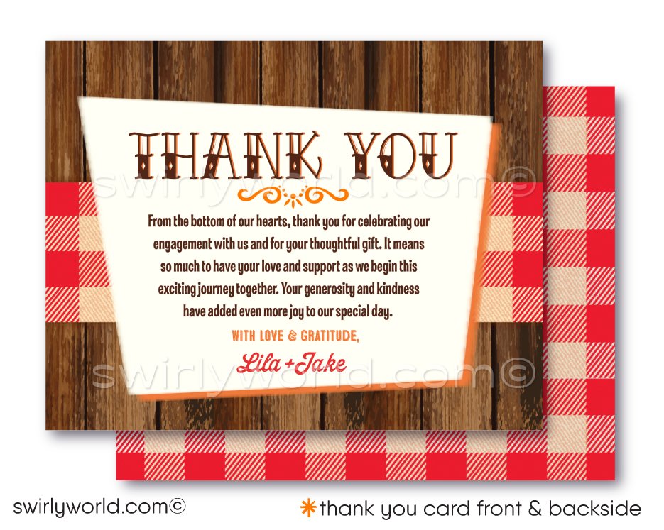 "I Do BBQ" Red Checkered Gingham Vintage Retro Engagement Party Invitations