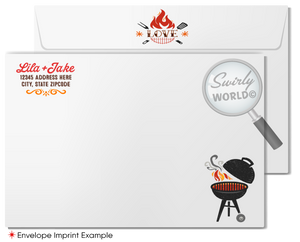 "I Do BBQ" Red Checkered Gingham Vintage Retro Engagement Party Invitations