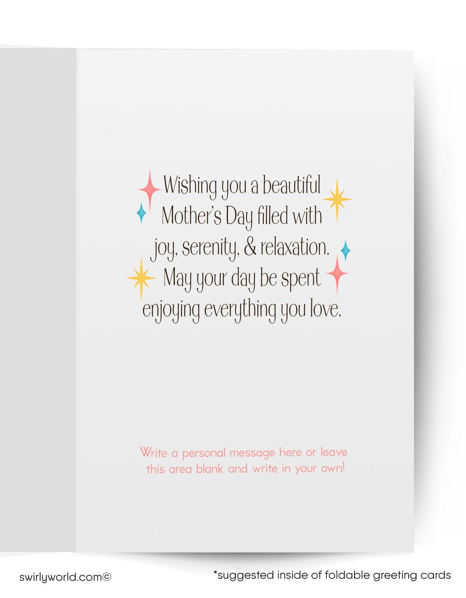 Vintage 1950s Happy Mother's Day greeting card with blue birds and flowers on a light blue background
