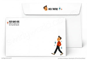 Personalized letterhead and envelope set with cartoon character design.