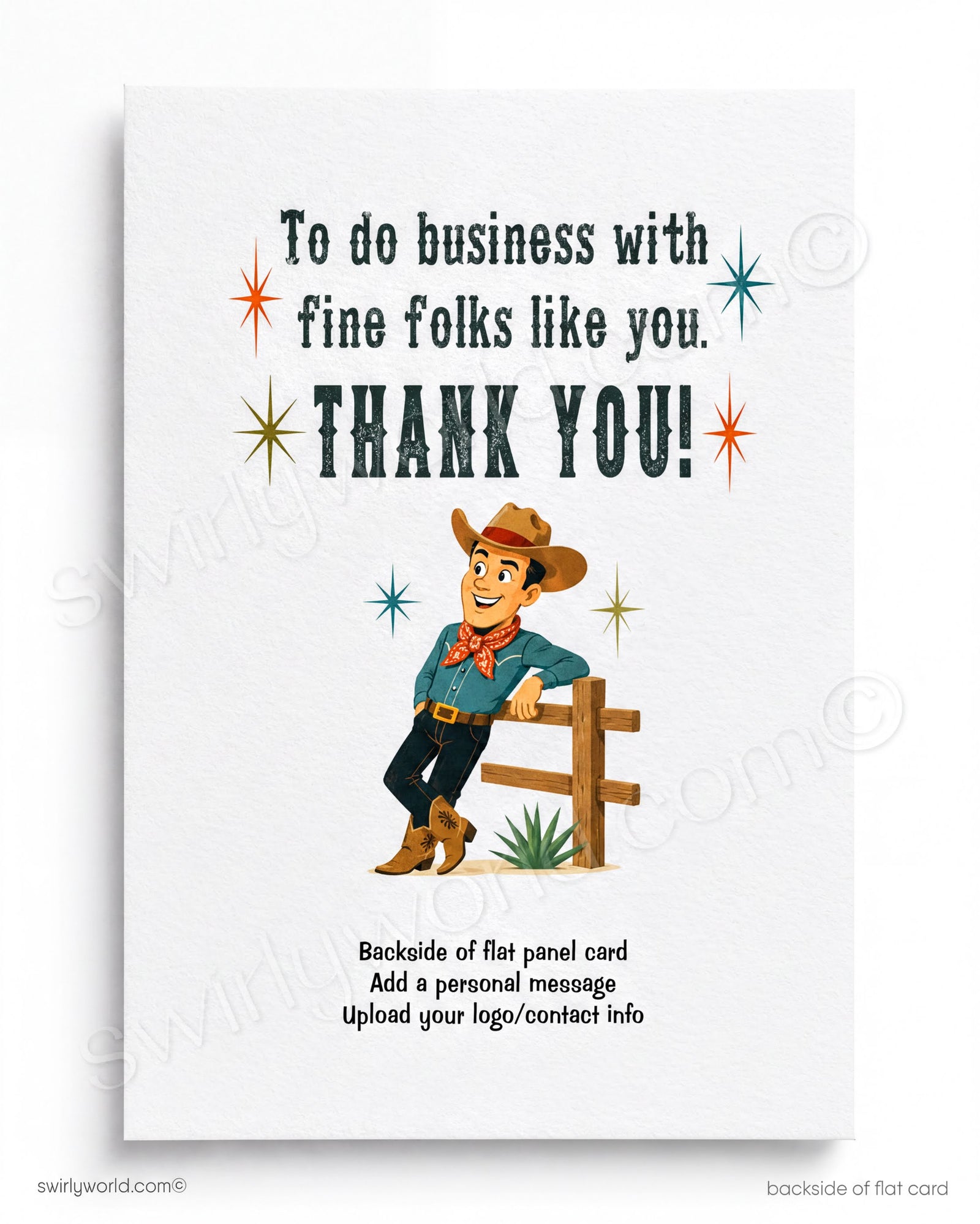 A cartoon cowboy giving a thumbs up in front of a red building labeled "General Store".
