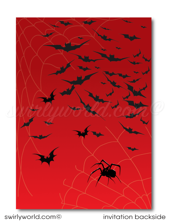 Set the mood for your "Boo's and Booze" Halloween cocktail party with our spooky, sophisticated invitation! Featuring a skeleton hand with a blood-red martini, this editable design is printed on premium matte card stock and shipped to you for convenience. Customize the wording and create an unforgettable event!