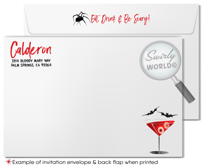 Boos and Booze Adult Halloween Cocktail Party "Eat Drink Be Scary" Digital Invitations 