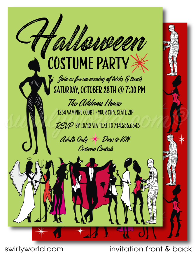 Costumes & Cocktails Adult Halloween Costume Party Invitation Digital Printable Download