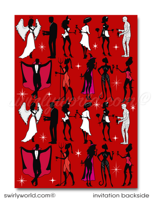 Adults Only Costumes and Cocktails Halloween Party Printed Invitations and Envelopes