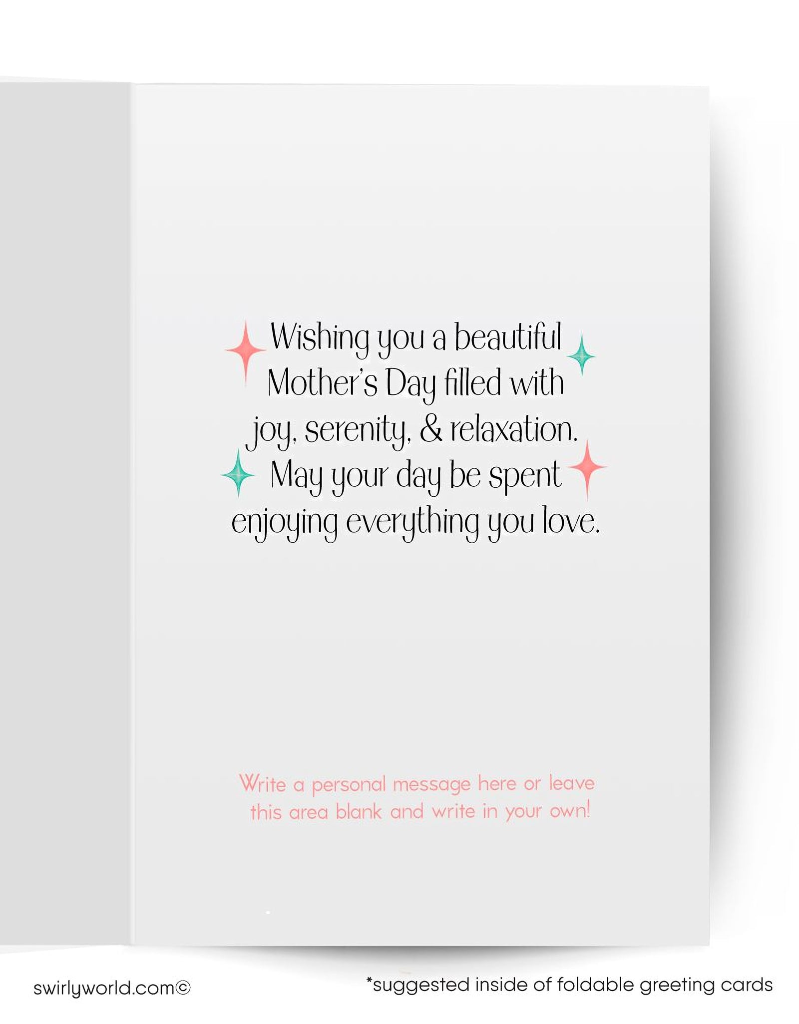 Vintage 1940s-50s Mother's Day card with pink flowers and green leaves on a teal background