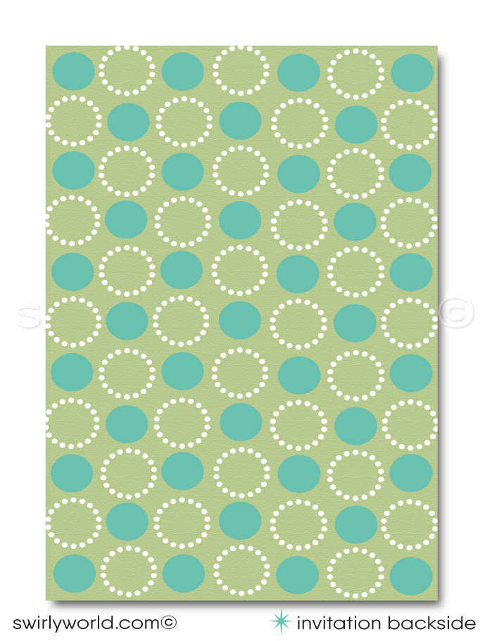 Elevate your child's milestone with our exclusive Retro Mid-Century Modern Sacrament Invitation Set! Perfect for First Holy Communion, Baptism, or Confirmation, featuring aqua blue and celery green hues, geometric circles, and retro typography. Fully customizable, includes invitation, thank you cards, envelopes.