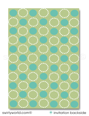 Mid-Century Mod Sacramental Invitation Set - Blue & Celery Green, Editable for Communion, Baptism, Confirmation