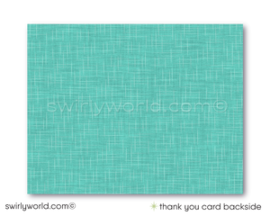 Retro Mid-Century Modern First Holy Communion Invitation Set - Aqua Blue & Celery Green