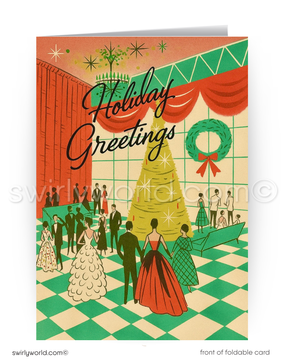 Vintage Christmas Card – Art Deco Holiday Card With Premium Matte Finish