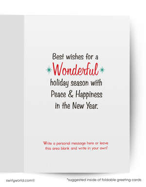 Holiday greeting card with text on a white background