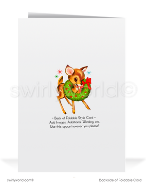 Vintage 1950s Christmas Card - Retro Santa Claus with Gifts & Atomic Starbursts