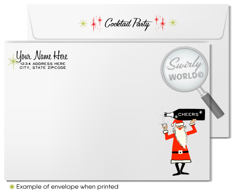 Mid-Century 1950s Santa "Old Fashion" Christmas Cocktail Party Invite Digital Download