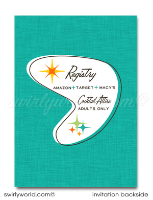 Atomic Retro Palm Springs Mid-Century Mod Wedding Invite & RSVP Card Digital Download