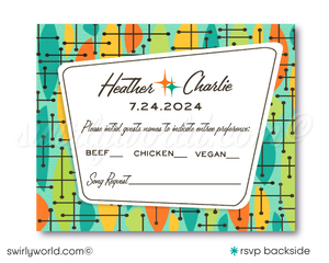 Atomic Retro Palm Springs Mid-Century Mod Wedding Invite & RSVP Card Digital Download