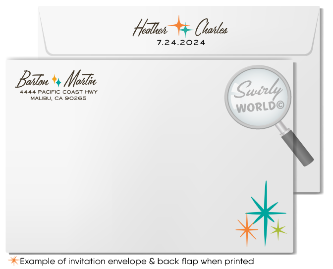 Atomic Retro Palm Springs Mid-Century Mod Wedding Invite & RSVP Card Digital Download