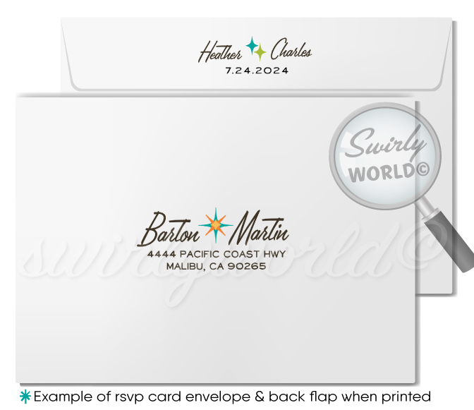 Atomic Retro Palm Springs Mid-Century Mod Wedding Invite & RSVP Card Digital Download