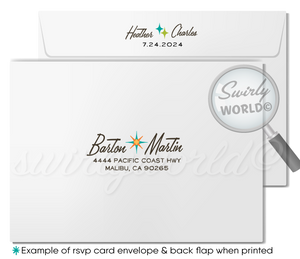 Atomic Retro Palm Springs Mid-Century Mod Wedding Invite & RSVP Card Digital Download