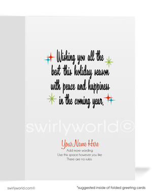 Atomic Retro Mid-Century Modern 1960s Vintage MCM Bells Holiday Greeting Cards