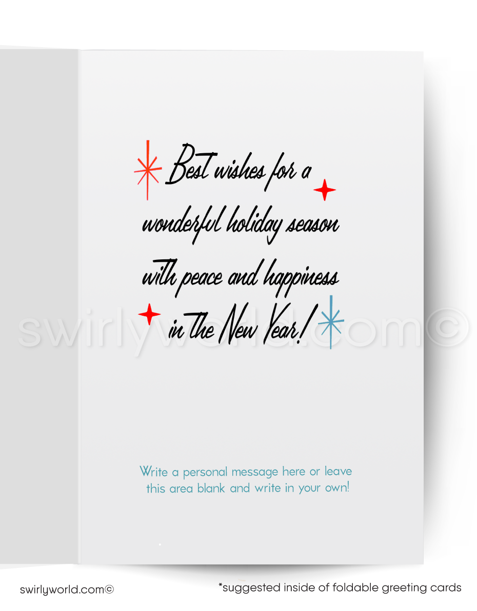 Christmas card with Santa Claus and trees on a pink background