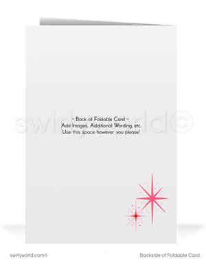 Vintage 1950s Christmas Card - Kitten with Retro Red Ornament on Iconic Tree, Powder Pink Backdrop