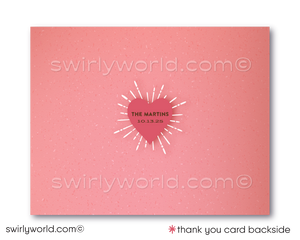 Printed Retro Atomic Pink Stardust Mid-Century Engagement Party Invitation Set