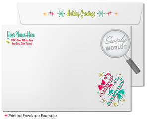 1950s Atomic Snowflake Holiday Photo Card - Retro Mid-Century Modern Christmas Card - Editable Template