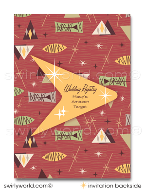 1960s Mid-Century Modern Wedding Invitation Set - Retro Atomic Starbursts Tiki Surf
