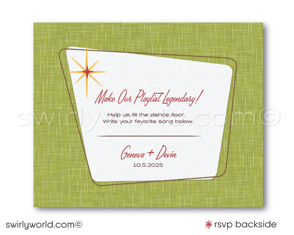 1960s Atomic Mid-Century Tiki Surf Mad Men Style Wedding Invitation Set - Digital Download