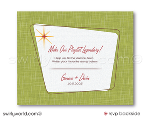 1960s Mid-Century Modern Wedding Invitation Set - Retro Atomic Starbursts Tiki Surf