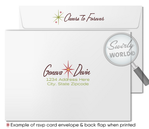 1960s Mid-Century Modern Wedding Invitation Set - Retro Atomic Starbursts Tiki Surf