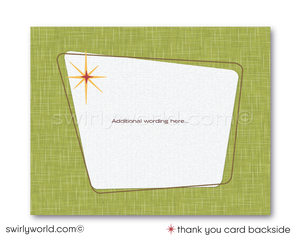 1960s Mid-Century Modern Wedding Invitation Set - Retro Atomic Starbursts Tiki Surf