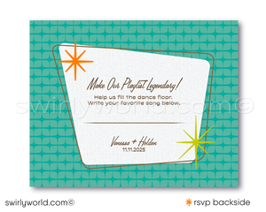 1950s-1960s Retro Atomic Mid-Century Modern "Mad Men" Wedding Invitation and RSVP Card