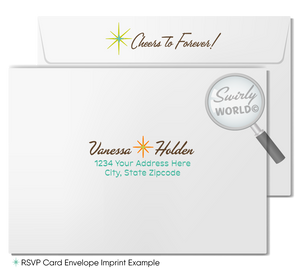 Retro Atomic Mid-Century Modern Wedding Invitation and RSVP Card Digital Download