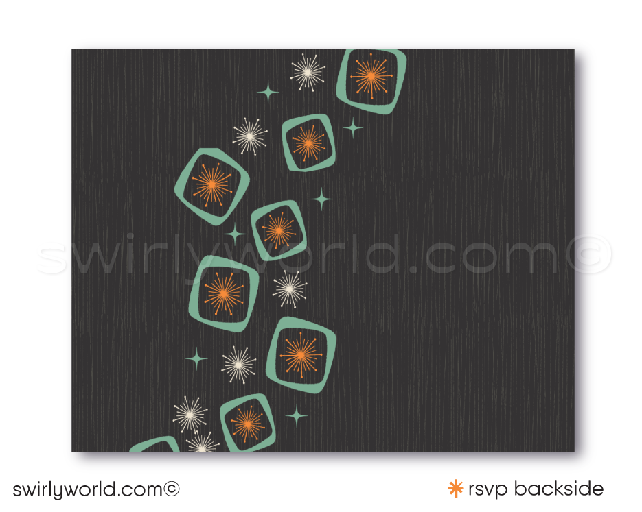 1960s Mad Men Inspired Atomic Mid-Century Modern Wedding Invitation Set - Digital Download