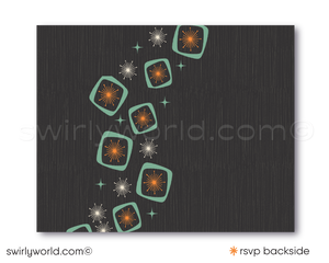 1960s Mad Men Inspired Atomic Mid-Century Modern Wedding Invitation Set - Digital Download