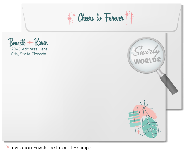 Atomic Powder Pink and Blue Wedding Invitation Set - Mid-Century Modern Digital Download