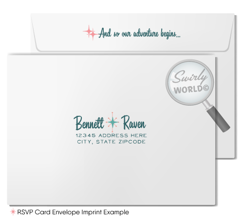 Atomic Powder Pink and Blue Wedding Invitation Set - Mid-Century Modern Digital Download