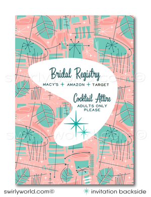 Atomic Powder Pink and Blue Wedding Invitation Set - Mid-Century Modern Digital Download