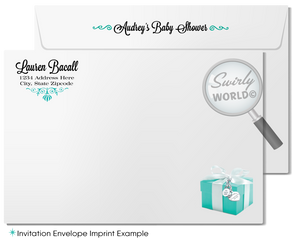 Host an elegant 'Breakfast at Tiffany's' themed baby shower with Swirly World's digital invitation set. Features Tiffany Blue, vintage damask patterns, and Audrey Hepburn’s iconic style. Customize easily with Corjl. Perfect for a glamorous celebration honoring a fabulous mom-to-be. Download and personalize today!
