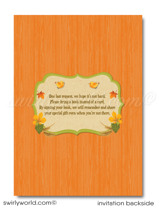 Book request poem. Little Pumpkin Halloween Fall Harvest Baby Shower Invitation & Thank You Card Digital Download