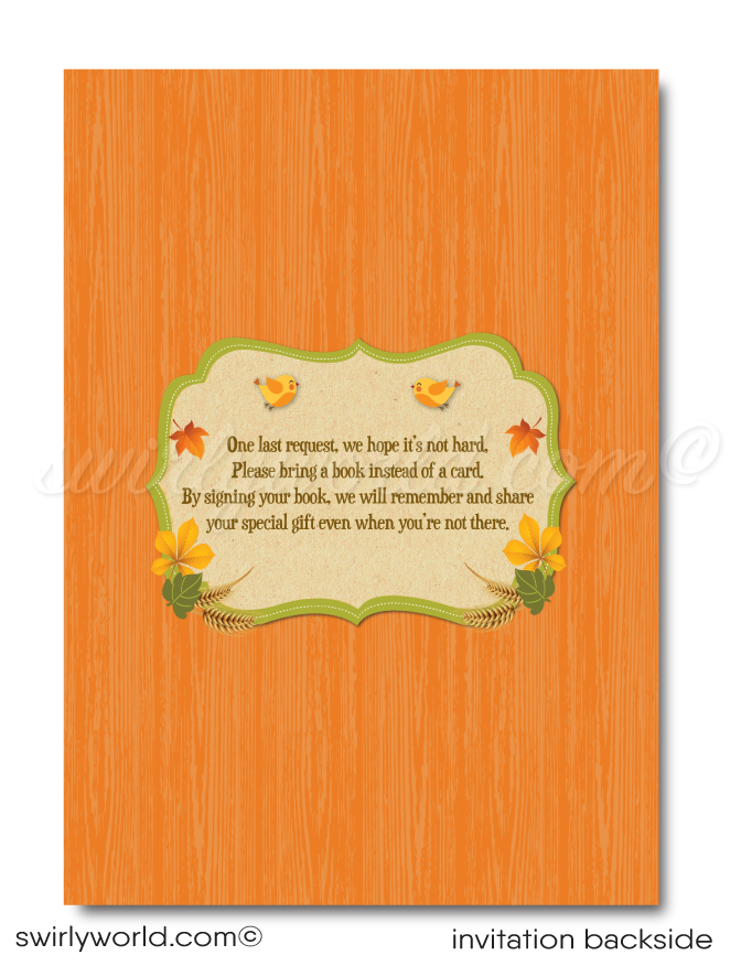Little Pumpkin Fall Autumn Harvest October Halloween Baby Shower Invitations