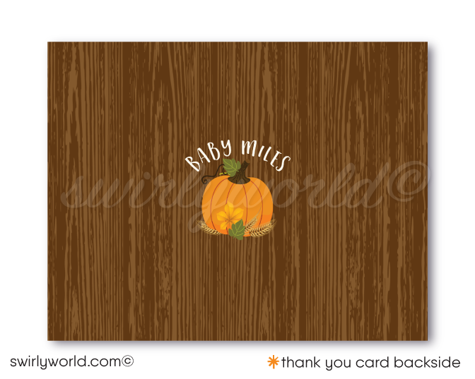 Little Pumpkin Halloween Fall Harvest Baby Shower Invitation & Thank You Card Digital Download