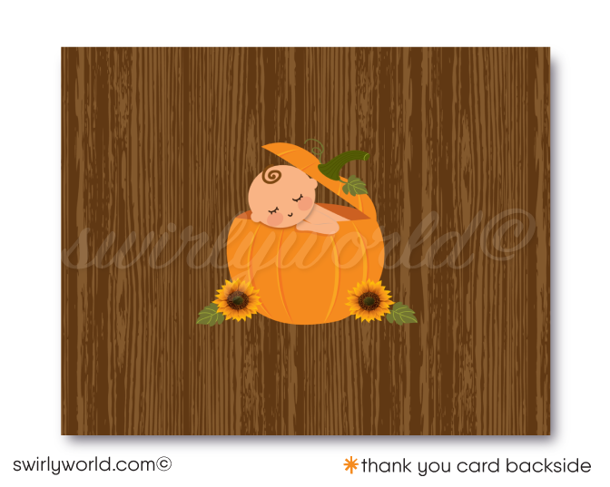 A Little Pumpkin Is On The Way! Halloween Pumpkin Baby Shower Invitation Digital Download