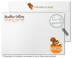 Fall in love with the perfect invite for your Little Pumpkin's big debut! Our Fall Festive "Little Pumpkin" Baby Shower Printed Bundle includes an invitation with a book request card, thank you card, and matching envelopes. Featuring Autumn elements like sunflowers and wheat grass. Customize wording in Corjl for a hassle-free, wonderful celebration.