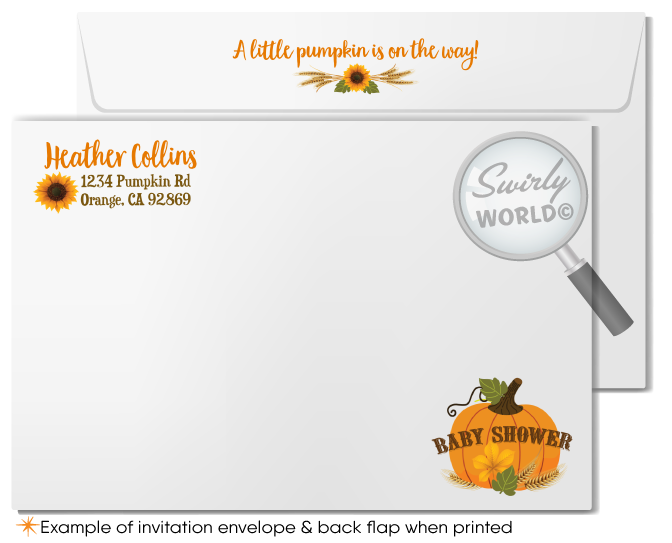 Little Pumpkin Halloween Fall Harvest Baby Shower Invitation & Thank You Card Digital Download