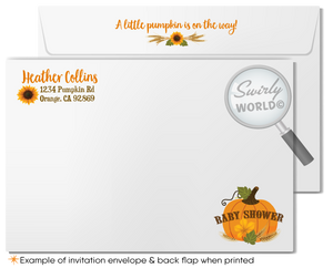 Little Pumpkin Fall Autumn Harvest October Halloween Baby Shower Invitations