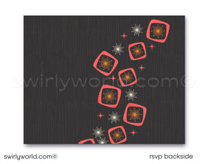 The image is a black and white abstract design featuring various shapes and patterns, including stars, circles, and lines, arranged in a diagonal line across the frame.